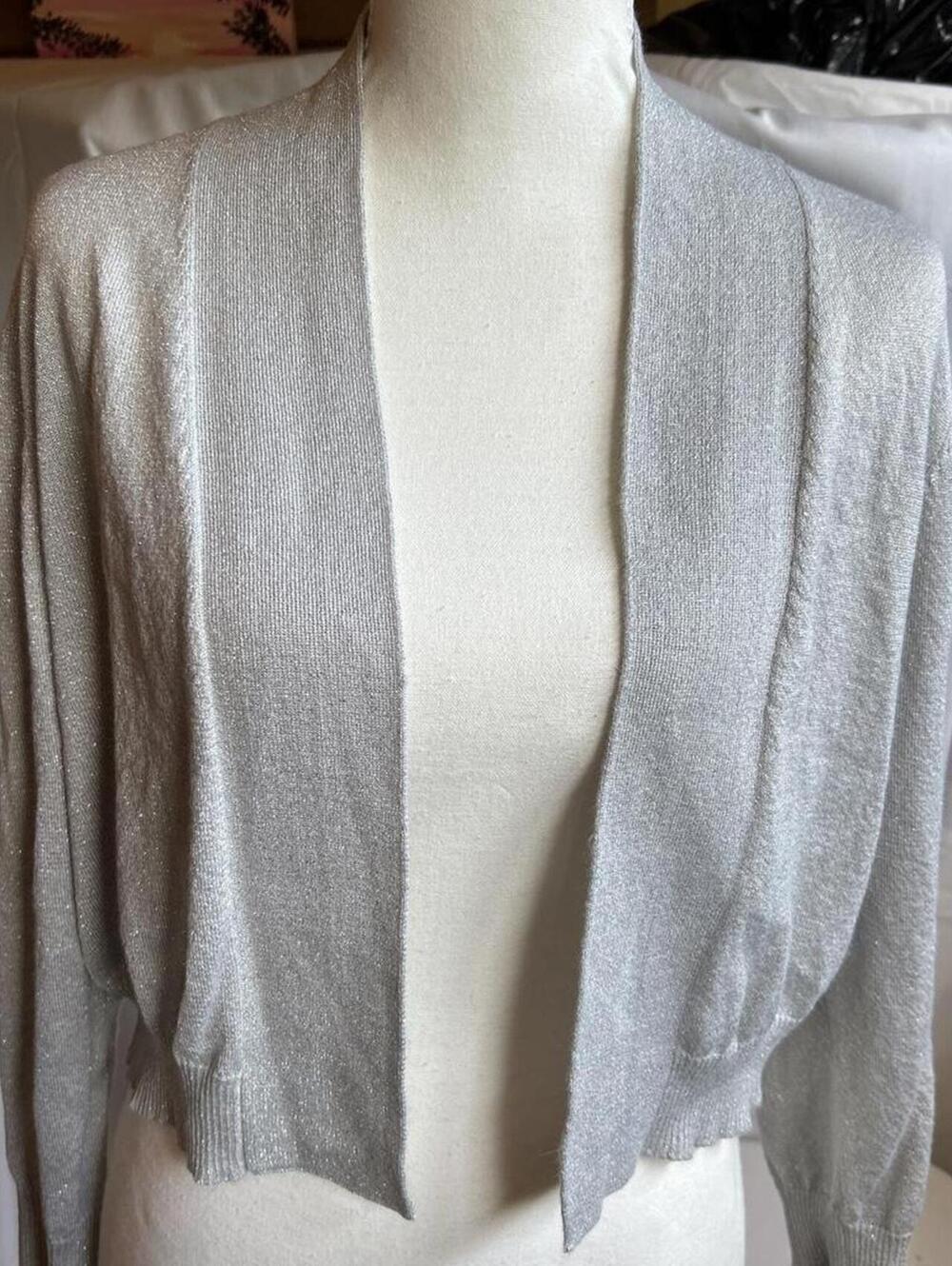 Women's Cardigan, Silver Metallic, Calvin Klein, Size L
